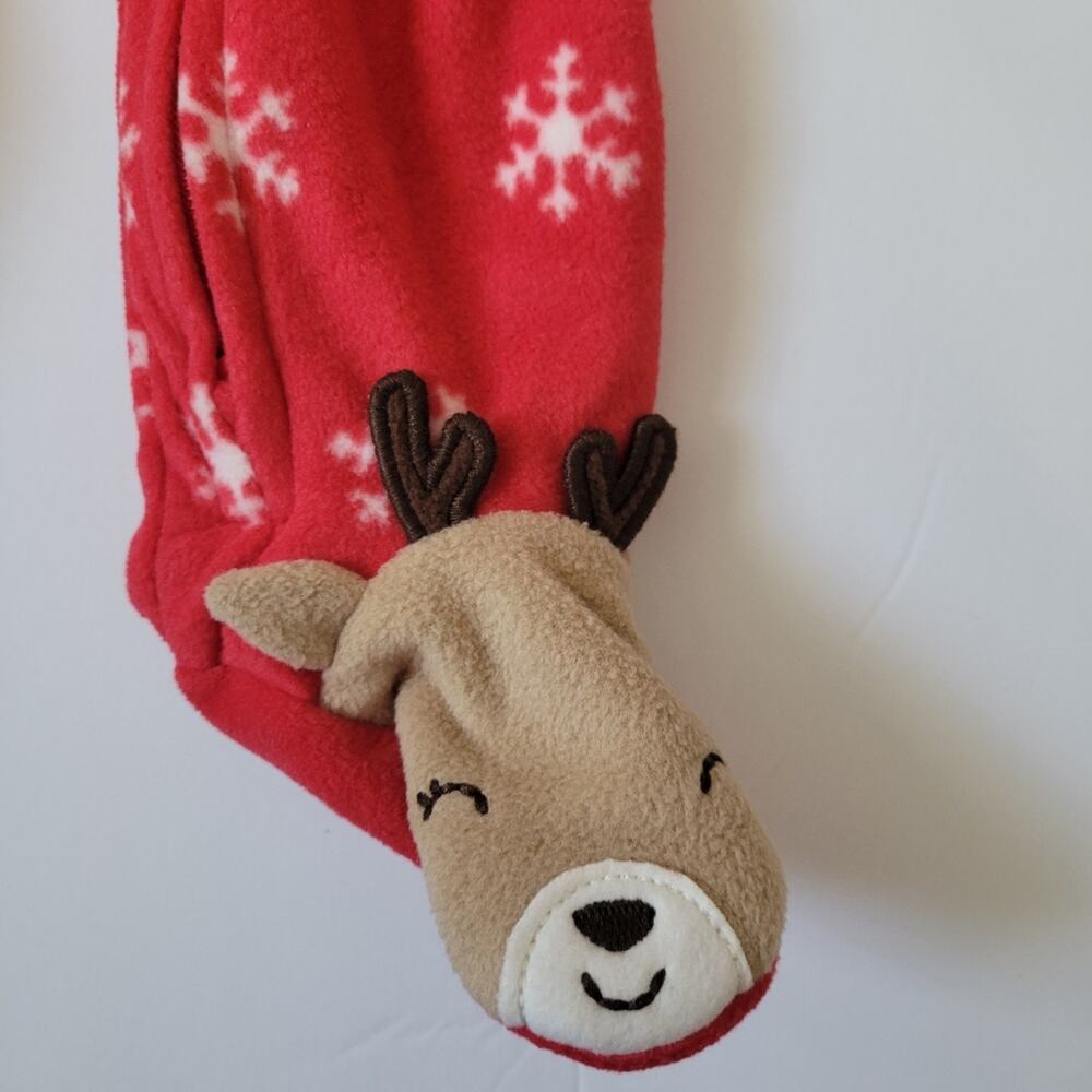 Carter's Just One You Baby Girl Christmas Reindeer Snowflake Fleece Footie Sz 3M - Picture 3 of 7